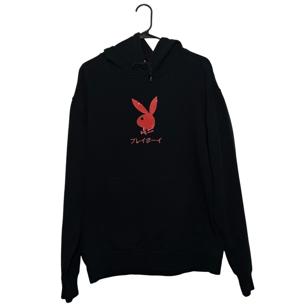 Playboy x Color Bars Tokyo Anime Bunny Girl Ace of Diamonds Black Hoodie Men's L